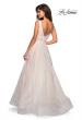 Picture of: Sequin Print Ball Gown with Deep V and Pockets in White, Style: 27323, Back Picture