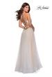 Picture of: White A-line Gown with Pearl Detail and Tie Up Back in White, Style: 28764, Back Picture