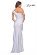 Picture of: One Shoulder Shiny Ruched Jersey Gown with Slit in White, Style: 30645, Back Picture