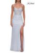 Picture of: Rhinestone Fitted Gown with Draped Bodice and Sheer Corset Back in White, Style: 33343, Detail Picture 21