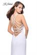 Picture of: Long Satin Halter Prom Dress with Criss Cross Back in White, Style: 25439, Detail Picture 1