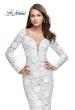 Picture of: Long Sleeve Lace Mermaid Prom Dress with Metallic Beads in White, Style: 25607, Detail Picture 1
