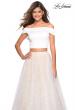 Picture of: Off the Shoulder Two Piece Dress with Textured Skirt in White, Style: 27478, Back Picture