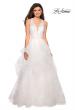 Picture of: Long Layered Tulle Dress with Lace Embellished Bodice in White, Style: 27570, Detail Picture 1