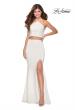 Picture of: Sleek Two Piece Pyramid Neckline Prom Dress in White, Style: 28624, Detail Picture 1