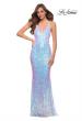 Picture of: Iridescent Sequin Prom Dress with V Neckline in White, Style 29871, Detail Picture 1