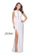 Picture of: Long Satin prom Dress with Plunging Neckline and Slit in White, Style: 26235, Detail Picture 2