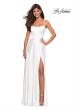 Picture of: Satin Formal Prom Gown with Scoop Neck and Pockets in White, Style: 26977, Detail Picture 2
