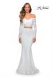 Picture of: Lace Sleeve Lace and Sequin Two Piece Prom Dress in White, Style: 28666, Detail Picture 2
