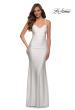 Picture of: Criss Cross Ruched Bodice Jersey Long Dress in White, Style 29606, Detail Picture 2