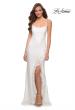 Picture of: Stretch Lace Dress with Ruffle Skirt Detail and Slit in White, Style 29650, Detail Picture 2