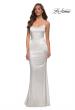 Picture of: Chic Stretch Satin Gown with Scoop Neck and Open Back in White, Style 29858, Detail Picture 2