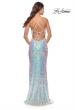 Picture of: Iridescent Long Sequin Prom Dress with Slit in White, Detail Picture 2