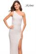 Picture of: One Shoulder Luxurious Soft Sequin Dress with Slit in White, Style: 30562, Detail Picture 2