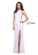 Picture of: Jersey Prom Gown with Metallic Beading and Leg Slit in White, Style: 25767, Detail Picture 3
