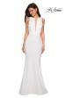 Picture of: High Neckline Jersey Prom Dress with Open Back in White, Style: 27124, Detail Picture 3