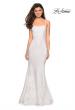 Picture of: Stretch Lace Gown with Square Neckline and Open Back in White, Style: 27565, Detail Picture 3