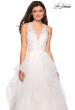 Picture of: Long Layered Tulle Dress with Lace Embellished Bodice in White, Style: 27570, Detail Picture 3