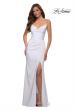 Picture of: Ruched Jersey Gown with Intricate Lace Up Back in White, Style 29615, Detail Picture 3
