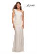Picture of: One Shoulder Gown in Elegant Soft Sequin Fabric in White, Detail Picture 3