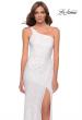 Picture of: Sequin Gown with One Shoulder Top and Open Back in White, Style 29962, Detail Picture 3