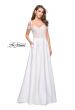 Picture of: Long A-line Prom Dress with Sheer Lace Beaded Bodice in White, Style: 25479, Detail Picture 2