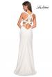 Picture of: Long Jersey Prom Dress With Exposed Back Zipper in White, Style: 27031, Detail Picture 4