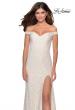Picture of: Beaded Lace Prom Dress with Off the Shoulder Detail in White, Style: 28301, Main Picture