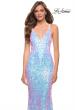 Picture of: Iridescent Sequin Prom Dress with V Neckline in White, Style 29871, Detail Picture 4
