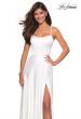 Picture of: Satin Formal Prom Gown with Scoop Neck and Pockets in White, Style: 26977, Detail Picture 5