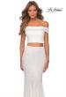 Picture of: Jewel Tone Off the Shoulder Two Piece Prom Dress in White, Style: 28425, Detail Picture 5