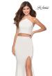 Picture of: Sleek Two Piece Pyramid Neckline Prom Dress in White, Style: 28624, Detail Picture 5