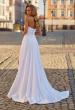 Picture of: Strapless Satin A-Line Gown with Draped Bodice and High Slit in White, Style: 33417, Detail Picture 5