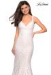 Picture of: Stretch Lace Long Dress with Open Strappy Back in White, Style: 27623, Detail Picture 6