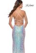 Picture of: Iridescent Long Sequin Prom Dress with Slit in White, Detail Picture 6