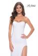 Picture of: Fitted Strapless Prom Dress with Rhinestone Embellished Neckline and Slit in White, Style: 31977, Detail Picture 6