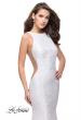 Picture of: Lace Mermaid Dress with Sheer Sides and Low Back in White, Style: 24903, Detail Picture 7