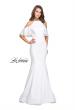 Picture of: Form Fitting Satin Mermaid Dress with Shoulder Cutouts in White, Style: 26145, Detail Picture 7