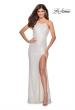 Picture of: HIgh Neck Sequin Gown with Open Back and Slit in White, Style: 28529, Detail Picture 7