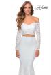 Picture of: Lace Sleeve Lace and Sequin Two Piece Prom Dress in White, Style: 28666, Detail Picture 7