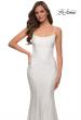 Picture of: Stretch Lace Gown with Lace Up Strappy Back in White, Style 29611, Detail Picture 7