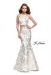 Picture of: Two Piece Mermaid Jacquard Prom Dress with Open Back in White Gold, Style: 26202, Main Picture