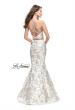 Picture of: Two Piece Mermaid Jacquard Prom Dress with Open Back in White Gold, Style: 26202, Back Picture