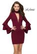 Picture of: Short Homecoming Dress with Tiered Bell Sleeves in Wine, Style: 26639, Main Picture