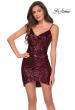 Picture of: Short Sequin Homecoming Dress with Faux Wrap Skirt in Wine, Style: 29426, Main Picture