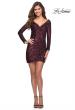 Picture of: Long Sleeve Sequin Dress with Ruching and Open Back in Wine, Style 30951, Main Picture