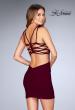 Picture of: Tight Jersey Dress with Separating Straps in Back in Wine, Style: 25058, Back Picture