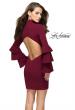 Picture of: Short Homecoming Dress with Tiered Bell Sleeves in Wine, Style: 26639, Back Picture