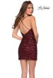 Picture of: Short Sequin Dress with Criss Cross Open Back in Wine, Style: 29171, Back Picture