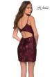 Picture of: Short Sequin Homecoming Dress with Faux Wrap Skirt in Wine, Style: 29426, Back Picture
